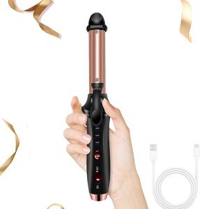 Cordless 2-in-1 CERAMIC Travel Curling Iron/Mini Flat Iron-USB Rechargeable